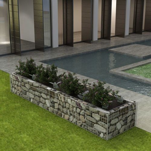 Vidaxl Lit Surélevé À Gabion Acier 360x90x50 Cm