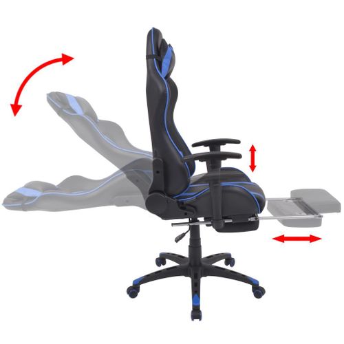 Vidaxl Chaise De Bureau Inclinable Avec Repose-Pied Bleu