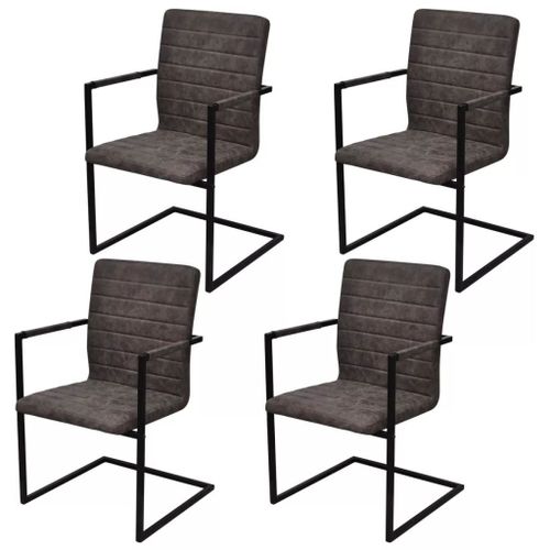 Vidaxl Chaises De Salle À Manger Cantilever 4 Pcs Marron Similicuir