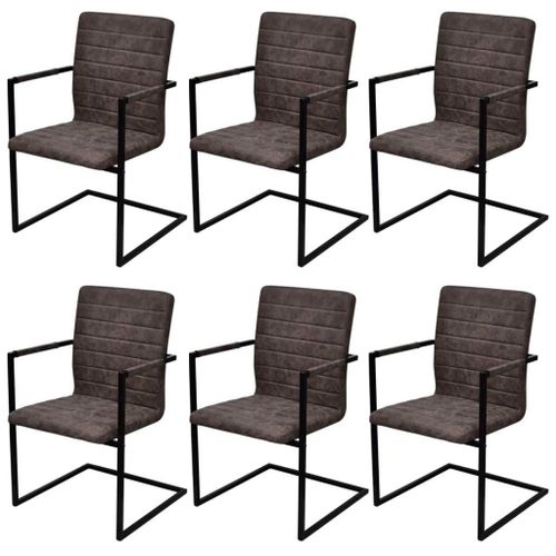 Vidaxl Chaises De Salle À Manger Cantilever 6 Pcs Marron Similicuir