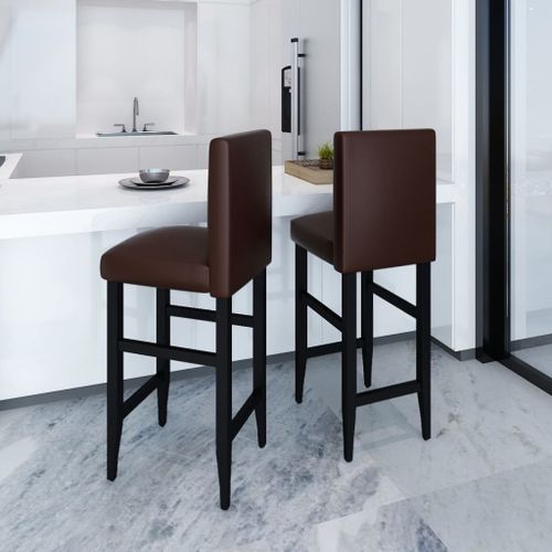 Tabourets De Bar 2 Pcs Marron Foncé Similicuir