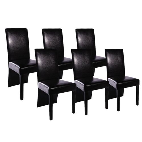 Chaises De Salle À Manger 6 Pcs Noir Similicuir