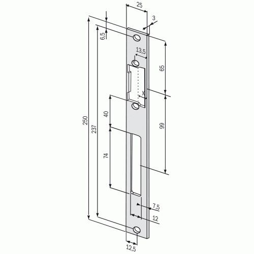 Têtière longue pour gâche électrique inox 691 EFF EFF