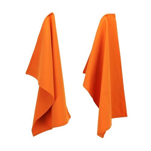 Lot De 2 Torchons De Cuisine 50x70 Cm Toile Pure Kitchen Tea Towel Orange