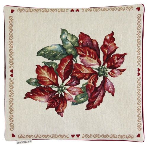 Housse De Coussin 45x45 Cm Darzo Poinsettia Etoile De Noël Polycoton Acrylique