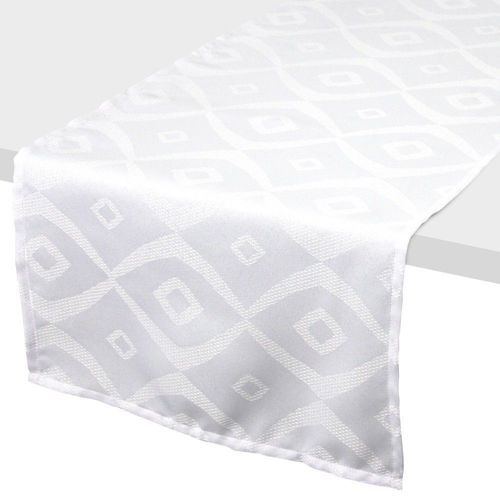 Chemin De Table 45x150 Cm Jacquard 100% Polyester Brunch Blanc