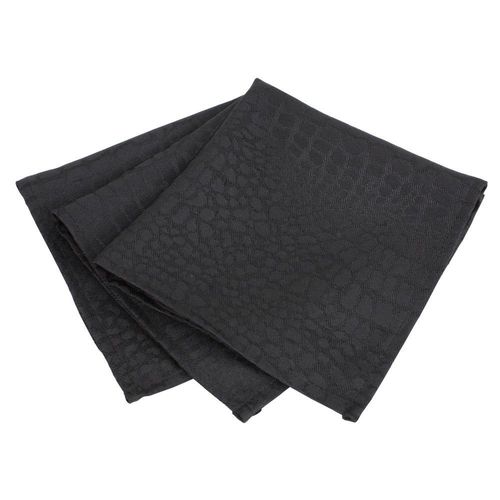 Lot De 3 Serviettes De Table 45x45 Cm Jacquard 100% Polyester Lounge Noir