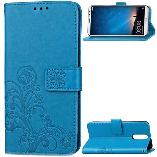 Huawei Mate 10 Lite / Huawei Nova 2i Coque, Saturcase Lucky Clover Pu Cuir Magnétique Flip Portefeuille Support Porte-Carte Protecteur Cover Case Avec Dragonne Coque Housse Étui Pour Huawei Mate 10 Lite / Huawei Nova 2i (Bleu)