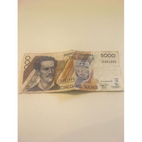 Billet 5000 Sucres Equateur 1999