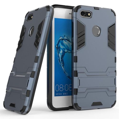 Huawei Y6 Pro 2017 Coque, Saturcase Hybride 2 En 1 [Pc & Silicone] Double Couche Pare-Chocs Protecteur Arrière Coque Housse Étui Avec Béquille Pour Huawei Y6 Pro 2017 / Huawei P9 Lite Mini (Bleu Marine)