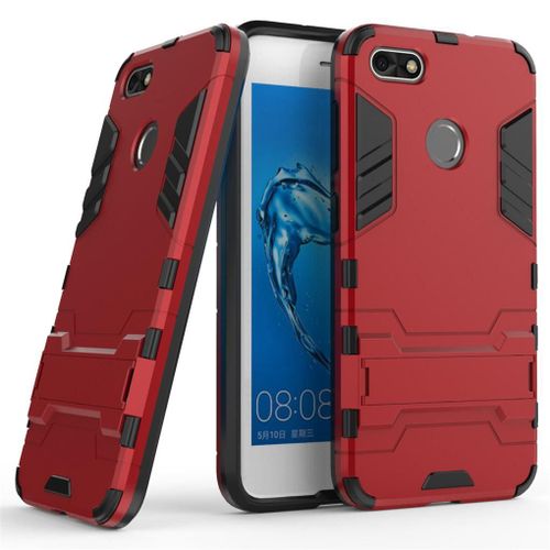 Huawei Y6 Pro 2017 Coque, Saturcase Hybride 2 En 1 [Pc & Silicone] Double Couche Pare-Chocs Protecteur Arrière Coque Housse Étui Avec Béquille Pour Huawei Y6 Pro 2017 / Huawei P9 Lite Mini (Rouge)