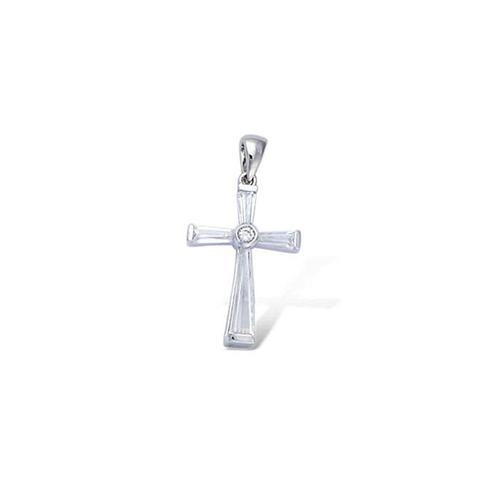 Pendentif Femme-Homme Croix Zirconium Et Argent 925/1000 - Blue Pearls Bps Mj218 Unique