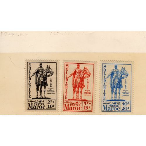 Timbres-Poste Du Maroc (Au Profit Des Uvres De Solidarité. Statue Équestre De Lyautey)