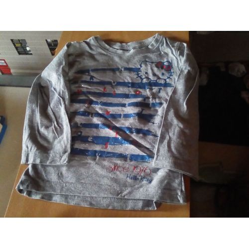 T-Shirt Ml Fille 3 Ans Gris Hello Kitty
