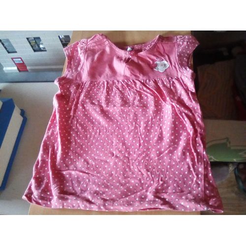 Tunique Fille 18 Mois Rose Pois Blanc