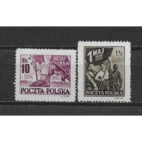 Pologne 1950 : 60è Anniversaire Du 1er Mai : Jeune Travailleur / Différentes Races - Série Entière De 2 Timbres Neufs **