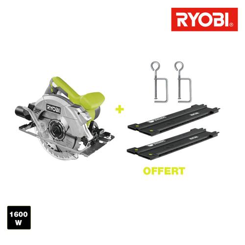 Scie circulaire RYOBI 1600W 66mm - 2 guides de coupe 84 cm - RCS1600-KSR