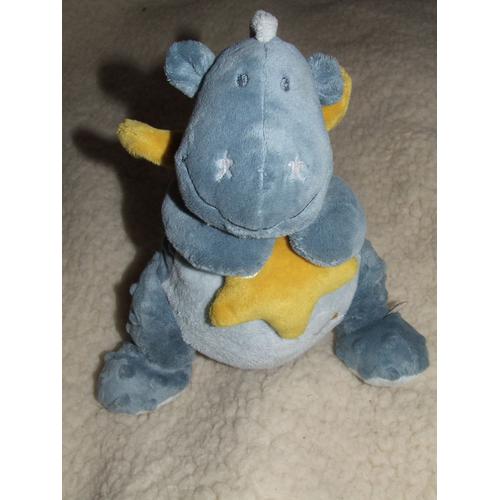 Dragon Dinosaure Musical Boite À Musique Noukies Bleu Gris Jaune 28 Cm