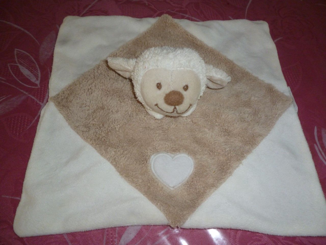 Doudou Plat Mouton Beige/Crème/Écru/Marron Nattou