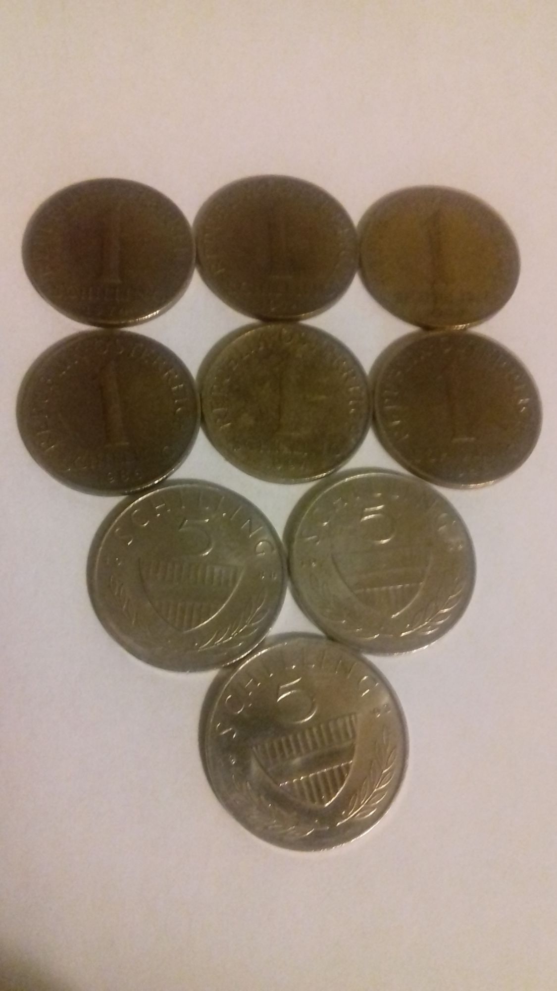 Lot De 9 Pieces 5 Et 3 Schilling Autriche 1963 A 1993