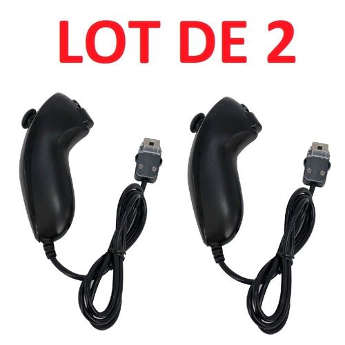 2 X Nunchuck Manette Pour Nintendo Wii Et Wii U - Noir