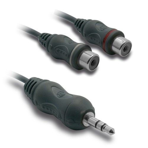Cable adaptateur Jack stéréo 3,5mm / 2 RCA femelles (10 cm)