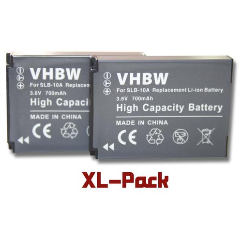 2 x vhbw batteries Set 700mAh pour appareil photo Samsung WB350F, WB351F, WB352F comme SLB-10A
