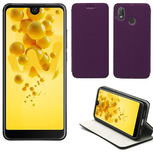 Etui Wiko View 2 Violet Luxe Ultra Slim Cuir Style Avec Stand - Housse Folio Etui À Rabat Coque Antichoc De Protection Smartphone 2018 - Accessoires Xeptio Pochette Case