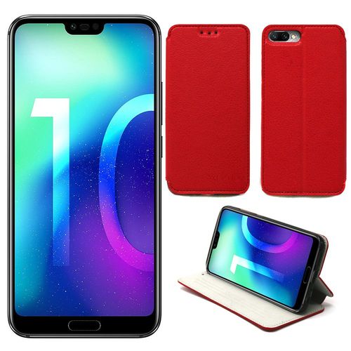 Etui Luxe Huawei Honor 10 Slim Rouge Antichoc Cuir Style Avec Stand - Housse Coque De Protection Pour Huawei Honor 10 4g/Lte Dual Sim Noire 2018 - Accessoires Pochette Exceptional Xeptio Case