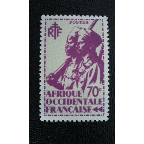 Timbre Afrique Occidentale Française Yt 09 Soldat Colonial 1945