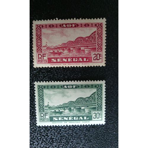 Timbre Sénégal Yt 125 - 127 Pont De Faidherbe, Dakar 1935
