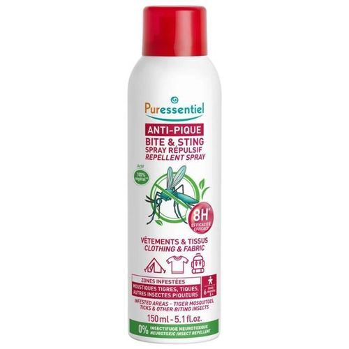 Puressentiel Spray Vêtements & Tissus Anti-Pique Pompe 360 - 150 ml