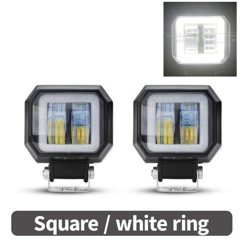 Carré Blanc 2pcs - 7d Projector Led Driving Spot Auxiliary Light 3 Yellow Led Off Road Lights 20w Fog Lamp 12v-80v Led Pods Light