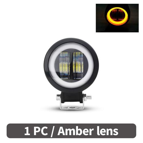 Rond Ambre 1 Pièces - 7d Projector Led Driving Spot Auxiliary Light 3 Yellow Led Off Road Lights 20w Fog Lamp 12v-80v Led Pods Light