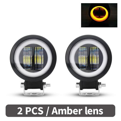 Rond Ambre 2pcs - 7d Projector Led Driving Spot Auxiliary Light 3 Yellow Led Off Road Lights 20w Fog Lamp 12v-80v Led Pods Light