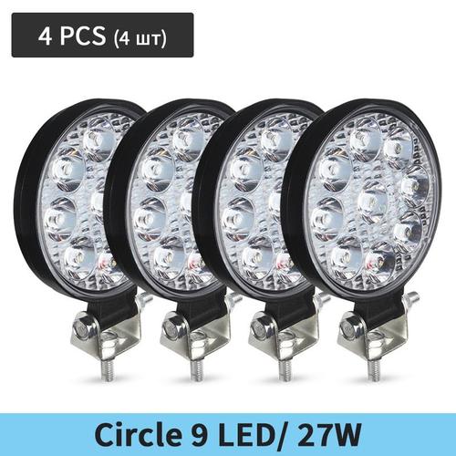 27w 4pcs - Lampe De Travail Led Pour Voiture, Puces Cob Dc 12/ 24 Volts 6500k, Spot Blanc Pour Ampoules Universelles Fso Pour Camion