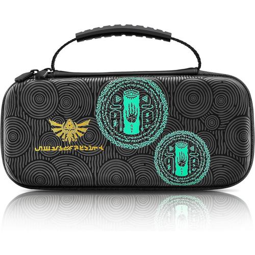 Pochette Étui De Nintendo Switch/Oled, Protection Sacoche Housse De Transport Rigide Avec 10 Emplacements Pour Cartes De Jeu, Compatible Avec Les Consoles Et Accessoires Switch¿Zelda Noir¿