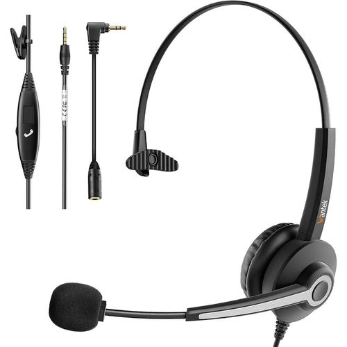 Casque PC 3,5mm avec Microphone, réduction du Bruit, Casque de téléphone, Prise Jack pour Ordinateur Portable, iPhone, Samsung, Business Skype, Call Center Office, Chat Clair, Ultra Confort