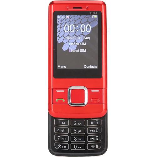 Téléphone Coulissant débloqué avec Grandes Polices, Deux Cartes SIM, Mémoire 16 Go, Voix Forte et Gros Bouton pour Enfants âgés, Portable et Facile à Utiliser, adapté au (Rouge)