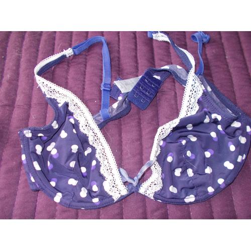 Soutien-Gorge Gémo Polyamide 90b Violet À Pois Blanc