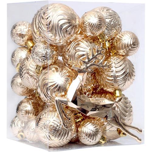 Lot de 40 Boules de Noël incassables en Plastique de Couleur dorée pour décoration de Noël, Maison, Arbre de Noël, fête de Mariage Or Champagne