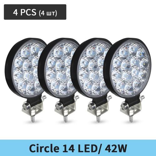 42w 4pcs - Lampe De Travail Led Pour Voiture, Puces Cob Dc 12/ 24 Volts 6500k, Spot Blanc Pour Ampoules Universelles Fso Pour Camion