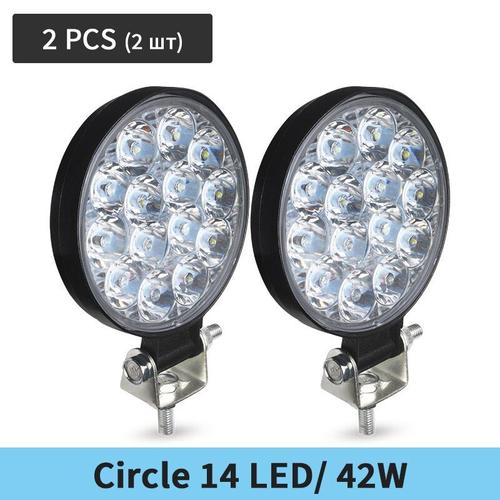 42w 2pcs - Lampe De Travail Led Pour Voiture, Puces Cob Dc 12/ 24 Volts 6500k, Spot Blanc Pour Ampoules Universelles Fso Pour Camion