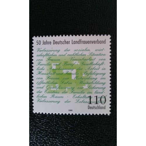 Timbre Allemagne Yt 1820 50e Anniv. De L'association Allemande Des Femmes Rurales 1998