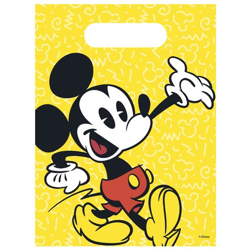 6 Sacs À Cadeaux Mickey Rétro 16.5 X 23 Cm Taille Unique