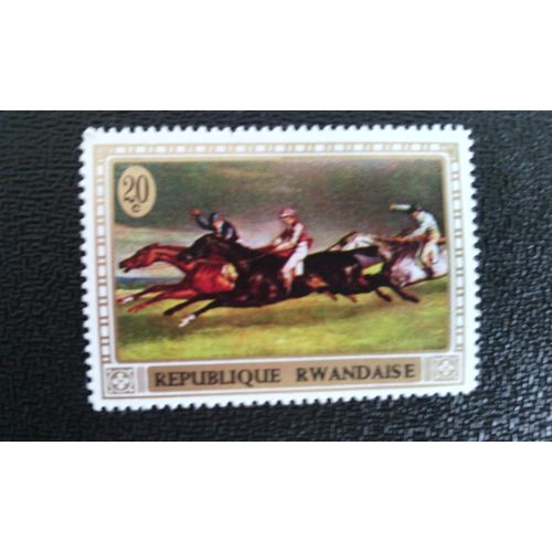 Timbre Rwanda Yt 338 Le Cheval Dans L'art De La Peinture 1970