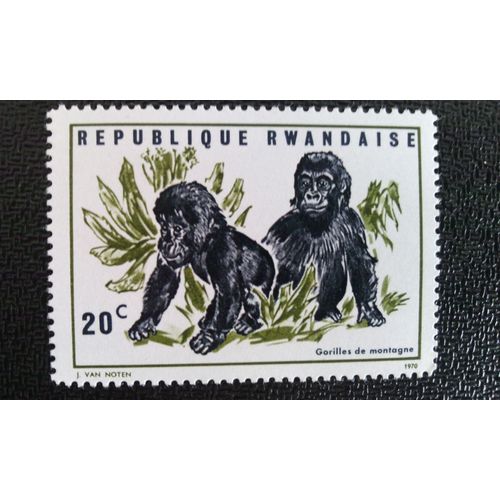 Timbre Rwanda Yt 370 Gorilles Des Montagnes 1970