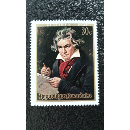 Timbre Rwanda Yt 417 Ludwig Van Beethoven (1770-1827) 1971