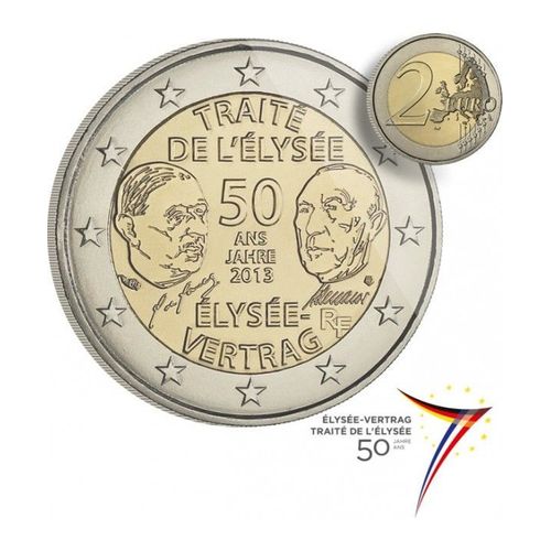 Pièce Monnaie 2 Euro France 2013  50 Ème Anniversaire De La Signature Du Traité De LElysée Sous Capsule