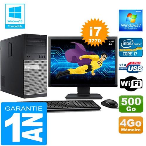 PC Tour DELL 7010 Core I7-3770 Ram 4Go Disque 500 Go Wifi W7 Ecran 27"